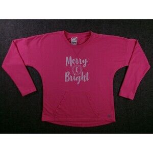 Soffe Sweatshirt Women Small Pink Merry Bright Cozy Causal Lounge Festive